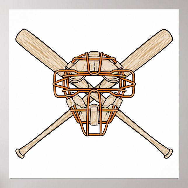 catchers mask and bats baseball icon poster (Front)
