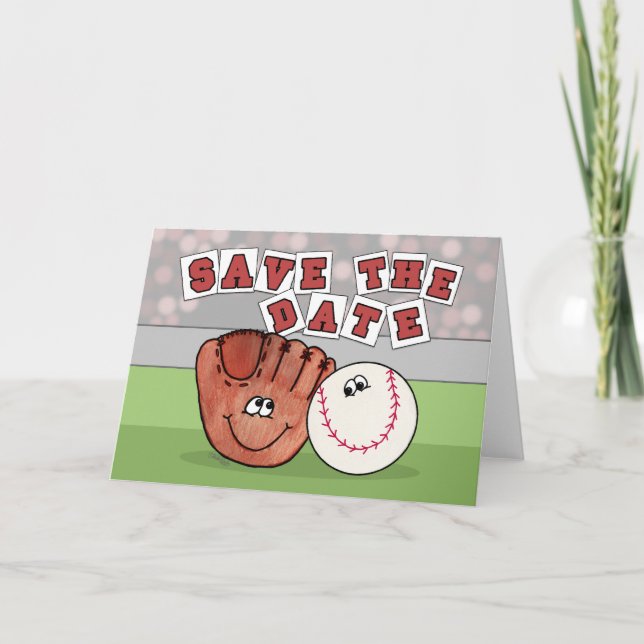 Catcher's Mitt and Baseball SAVE THE DATE Announcement (Front)