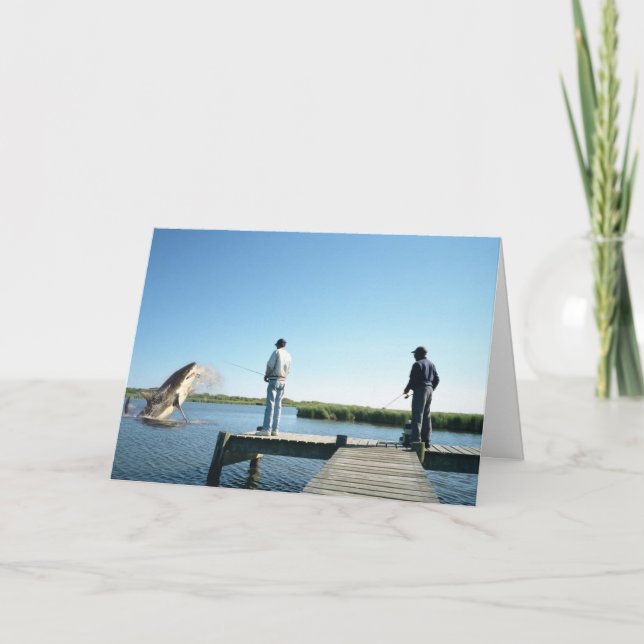 Catching A Shark Greeting Card (Front)