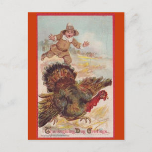 Catching a Turkey, Vintage Art Postcard