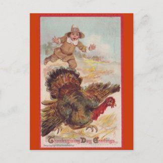 Catching a Turkey, Vintage Art Postcard
