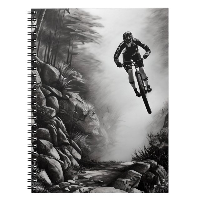Catching Air - Mountain Bike Digital Pencil Sketch Notebook (Front)