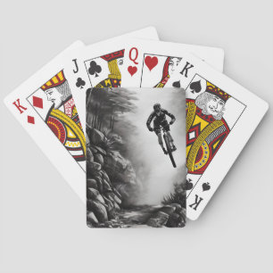 Catching Air - Mountain Bike Digital Pencil Sketch Playing Cards