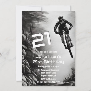 Catching Air - Mountain Bike Sketch 21st Birthday Invitation