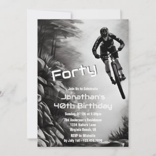 Catching Air - Mountain Bike Sketch 40th Birthday Invitation