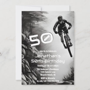 Catching Air - Mountain Bike Sketch 50th Birthday Invitation