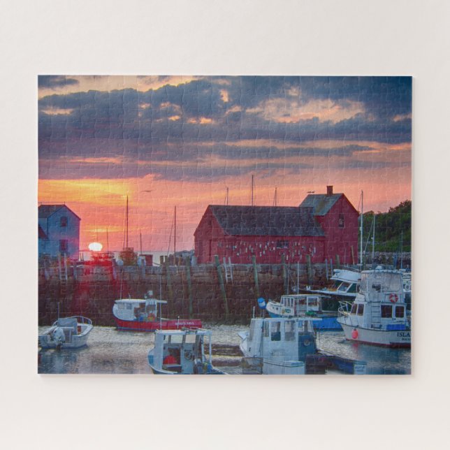 Catching Dawn on Rockport Harbour Jigsaw Puzzle (Horizontal)