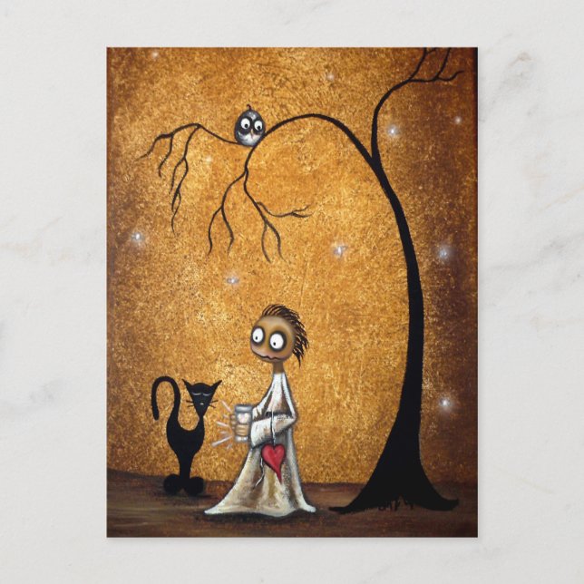 Catching Fireflies Whimsical postcard (Front)