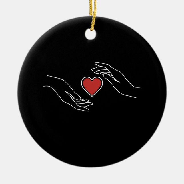 Catching Heart Ceramic Tree Decoration (Front)