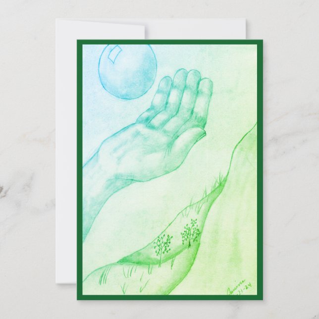 Catching or tossing? - Green flat  Invitation (Front)