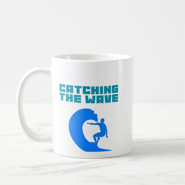 Catching the Wave - Surfing Coffee Mug (Left)