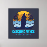 Catching Waves Retro Surfboard Beach Art