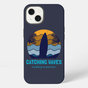 Catching Waves Retro Surfboard Beach Art iPhone 13 Case