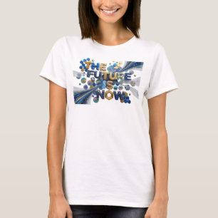 Catchy Blue THE FUTURE IS NOW Print T-Shirt