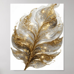 Catchy Gold ALCOHOLIC INK JET ART Bold Design Poster