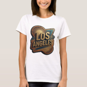 Catchy Gold LOS ANGELES Artistic Motif T-Shirt