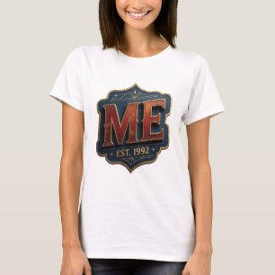 Catchy Gold ME EST 1992 Artistic Motif T-Shirt