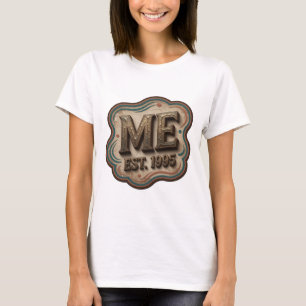 Catchy Gold ME EST 1995 Artistic Motif T-Shirt