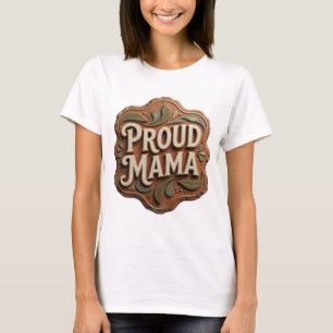 Catchy Orange PROUD MAMA Custom Design T-Shirt