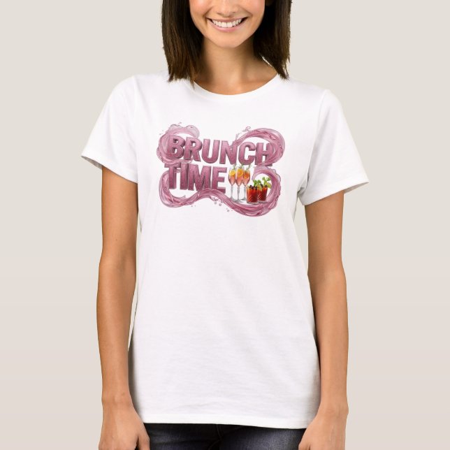 Catchy Pink BRUNCH TIME Graphic Tee (Front)
