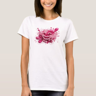 Catchy Pink HAPPY FACE Graphic Tee