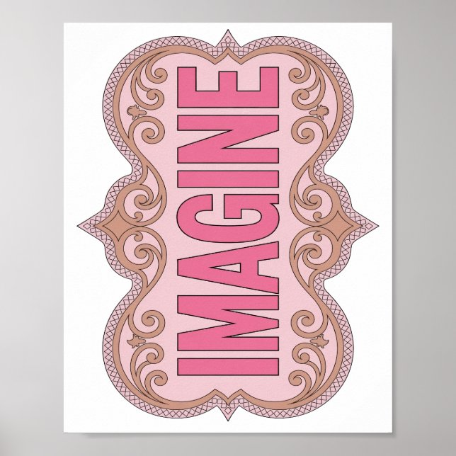 Catchy Pink IMAGINE Custom Design Poster (Front)