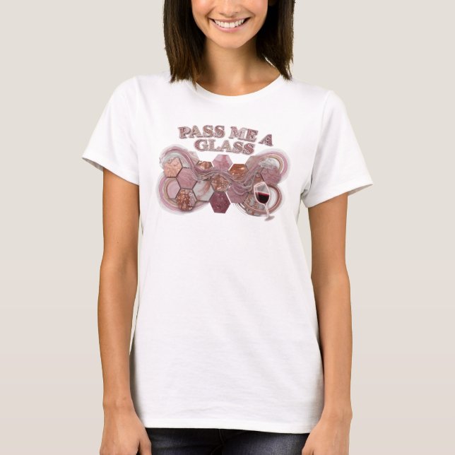 Catchy Pink PASS ME A GLASS Slogan Tee (Front)