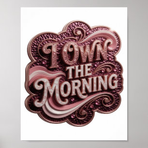 Catchy Pink TOWN THE MORNING Artistic Motif Poster