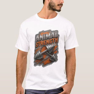 Catchy Silver ANIMAL STRENGTH Wearable Art T-Shirt