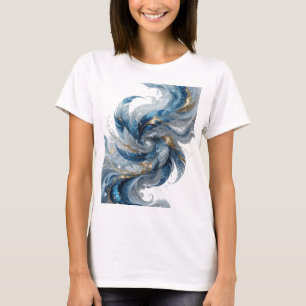 Catchy Silver BLUE FEATHERS Modern Design T-Shirt