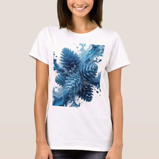 Catchy Silver BLUE FLORAL EXPLOSION Quote Shirt (Front)