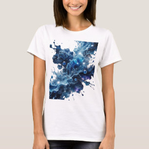 Catchy Silver BLUE ICE CRYSTALS 3D Text Art T-Shirt