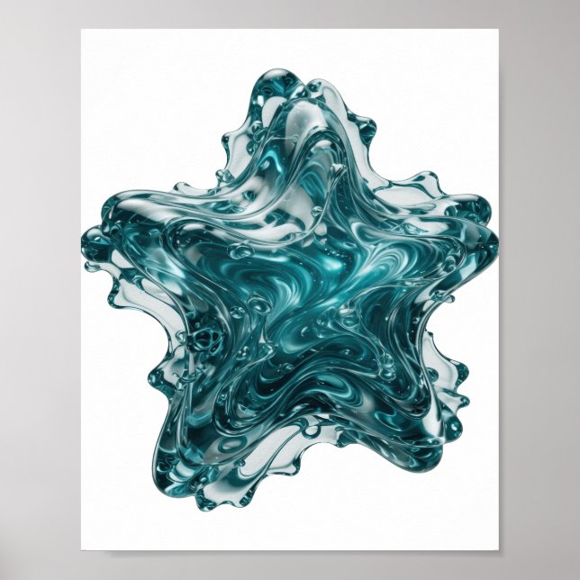 Catchy Silver BLUE STAR Text Design Poster (Front)
