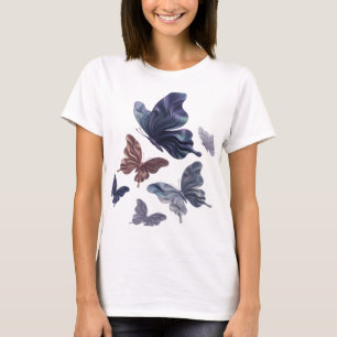 Catchy Silver BUTTERFLIES IN SPACE Slogan Tee