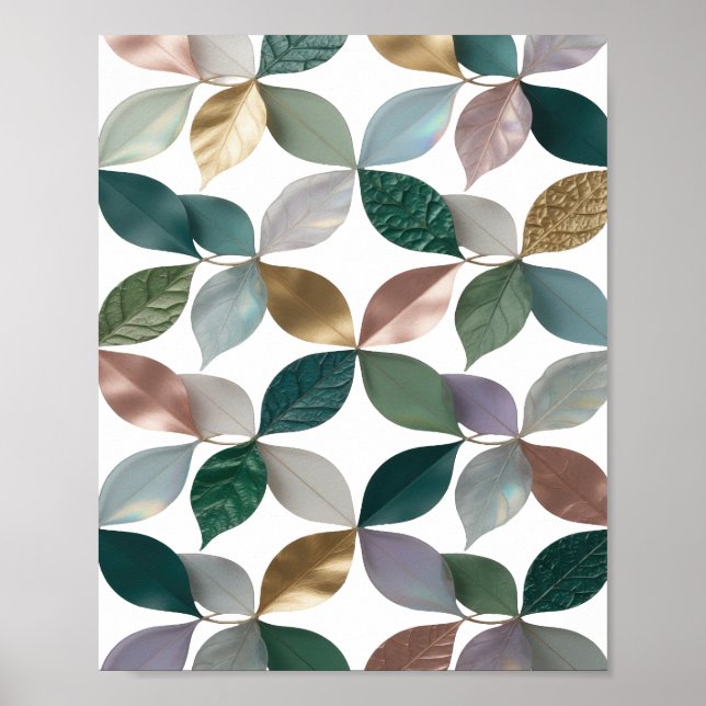 Catchy Silver LEAVES Statement Design Poster (Front)