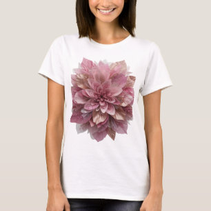 Catchy Silver PINK FLOWER Text Design T-Shirt