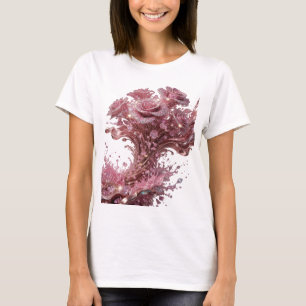 Catchy Silver ROSE JET FLOWERS Text Design T-Shirt