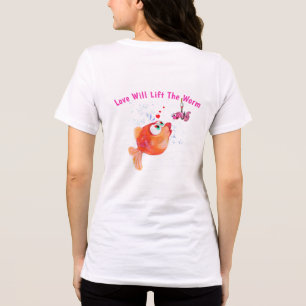 Catchy Text T-Shirt with Funny Fish and Worm Tri-Blend Shirt