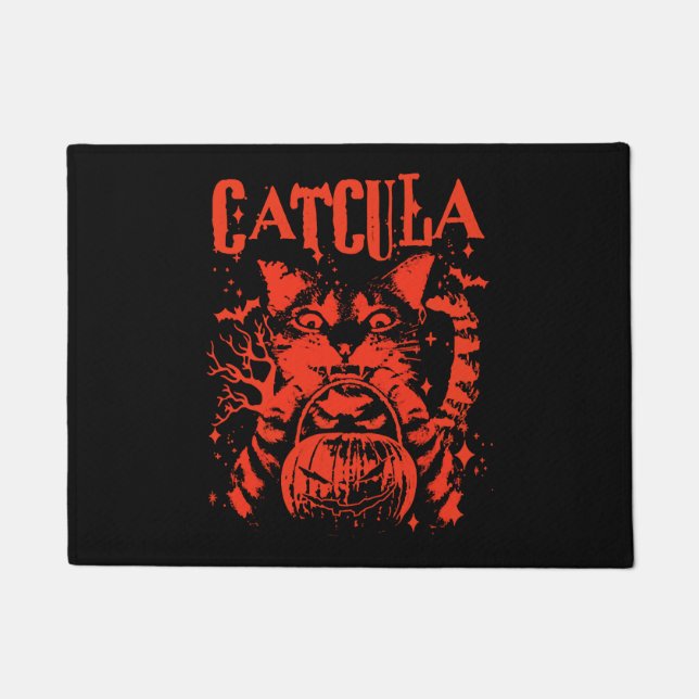 CATCULA Funny CAT Vampire Dracula Halloween Doormat (Front)