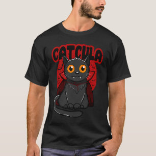 Catcula Halloween Kitty Dracula Vampire Cat T-Shirt