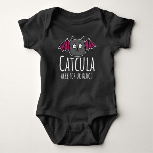 Catcula Here For Ur Blood Parody Cat Halloween Baby Bodysuit