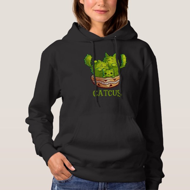 Catcus Cute Cat And Cactus Mexican Cactus Cinco De Hoodie (Front)