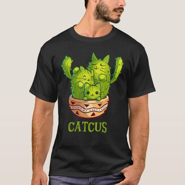 Catcus Cute Cat And Cactus Mexican Cactus Cinco De T-Shirt (Front)