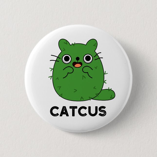 Catcus Funny Cat Cactus Pun 6 Cm Round Badge (Front)