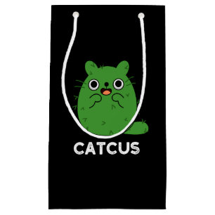 Catcus Funny Cat Cactus Pun Dark BG Small Gift Bag