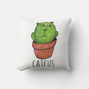Catcus Pet Cactus Fun Cartoon Cat Mashup  Cushion