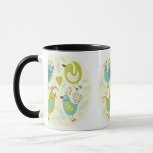 cate cartoon birds mug