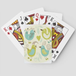 cate cartoon birds playing cards