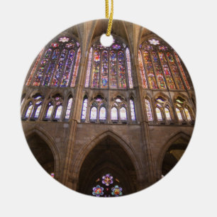 Catedral de Leon, interior stained glass windows Ceramic Tree Decoration