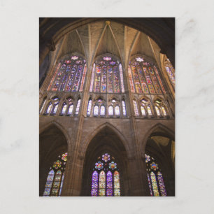 Catedral de Leon, interior stained glass windows Postcard